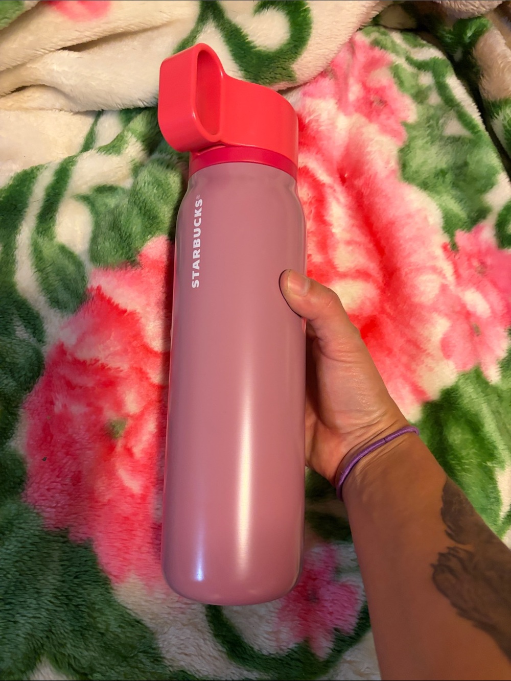 Starbucks Pink Stainless Water Bottle with Coral Cap